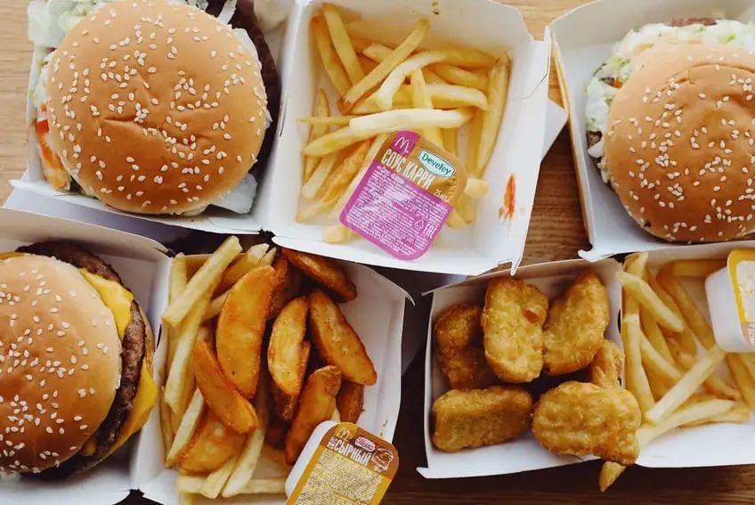 Trays of fast food